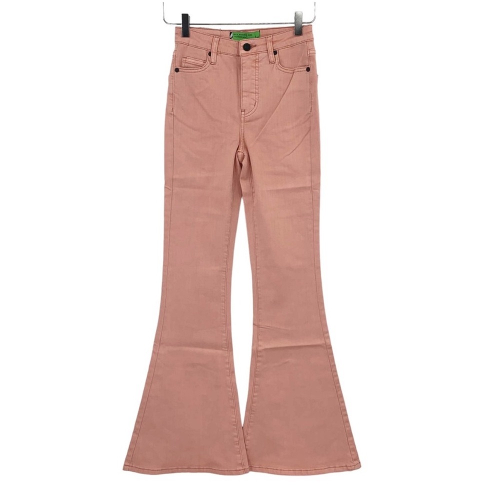 SANDRINE ROSE X FREE PEOPLE High Rise Super Flare Jeans Size 24 Pink